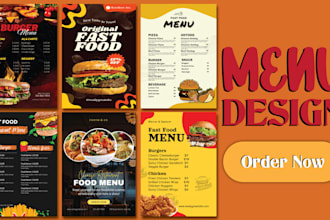 do impressive food social media post, poster ,restaurent flyer, menu and banner
