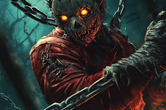 make a fantasy horror character art and illustration
