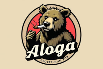 design modern bear smoking logo with creative concepts