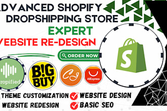 create automated shopify dropshipping store shopify website via dropified bigbuy