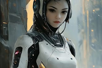 draw fantasy sci fi art, sci fi character for you