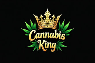 do awesome cannabis king crown badge logo for your company