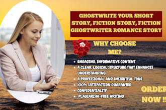 ghostwrite your short story, fiction story, fiction ghostwriter romance story