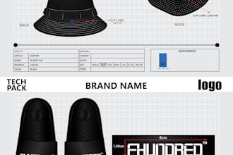 do clothing tech pack and flat sketch accessories design for manufacturer