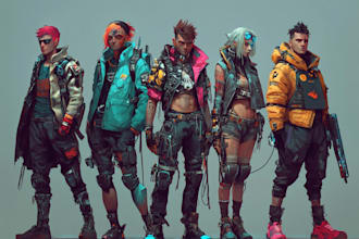 create concept art of cyberpunk and streetpunk illustration