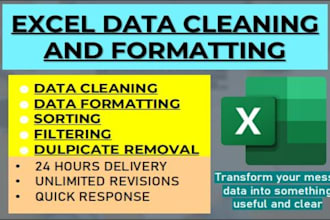 clean your excel data and create charts, graphs and pivot tables