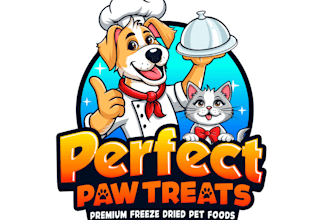 design modern vibrant happy perfect paw treats logo