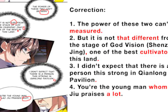 proofread any comic, manga, or manhwa written in english