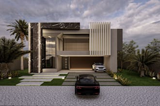bespoke 3d exterior high rise building, facade, luxury villa home, resting place