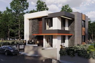remodel 3d real estate,modern villa apartment,rhino model,exterior render,pool