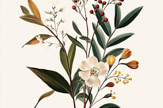 make botanical illustrations of flowers, plants and fruits