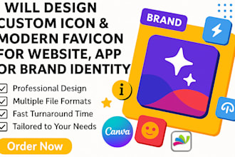 design custom icon, modern favicon for website, app or brand identity