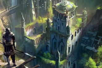 a sci fi fantasy background environment art illustration