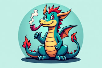 make amazing chill dragon smoking logo with unlimited revisions
