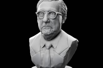 make 3d realistic head bust character, face model,3d bas relief statue 3d print