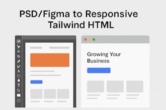 convert figma, PSD, or image to responsive HTML using tailwind CSS