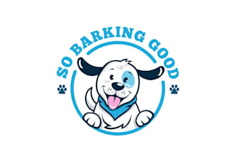 design minimal pet and barking good logo