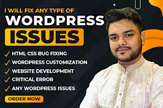 fix wordpress issues, errors, problems within 1 hour