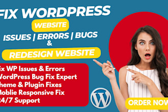 fix wordpress errors fix wordpress issues wordpress bug fix redesign wordpress