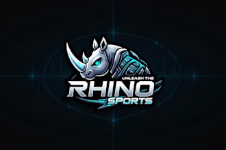 design rhino esports gaming clan mascot logo