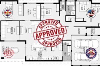 do architectural stamp for  california, florida, texas, USA for city permit
