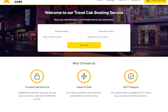 create a travel cab booking website with admin panel