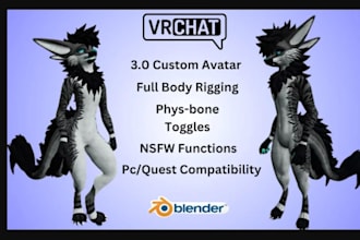 create a custom vrchat avatar vrc character furry fursona pc quest 3d model