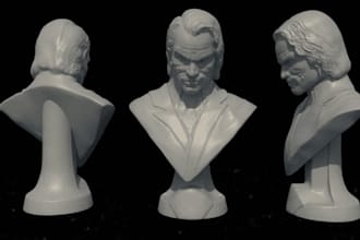 sculpt  realistic 3d head bust, and full body model for 3d printing
