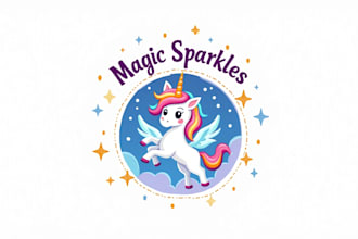 create a magical unicorn kids mascot logo