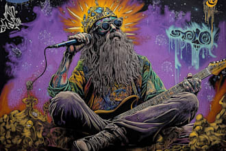 draw psychedelic art, heavy metal, and stoner rock