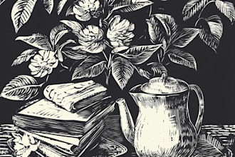 draw vintage mascot in linocut style for your brand