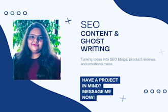 seo writing, ghostwriting, and detailed product reviews