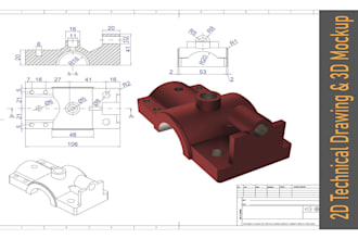 professional 2d technical drawings and 3d modeling for your products