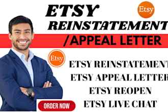 do proffesional appeal letter for etsy suspension, etsy reopen, etsy live chat