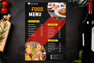 design professional food menu for restaurant, poster, flyer