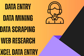 excel data entry, web research, and data scraping
