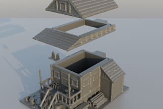 design terrain miniature house, ruins, marble, tabletop wargaming, towner