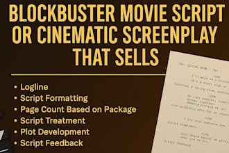 write a blockbuster movie script or cinematic film screenplay that sells