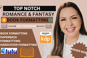 format your romance or fantasy book for amazon KDP or ingramspark