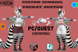 create custom vrchat avatars  furry, anime, and 3d models