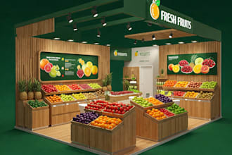 design a kiosk, 3d trade show booth, stall, exhibition stand