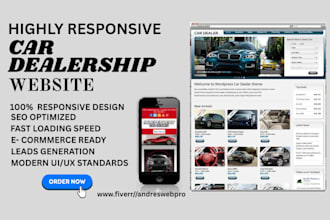 make responsive car dealership website, automotive cars rental site