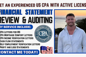 audit financial statement US CPA, sign CPA letter, income verification letter