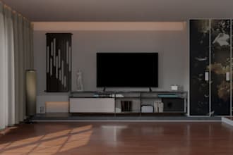 turn 2d plan to modern apartment,room layout, tv wall decor,furniture,cgi render