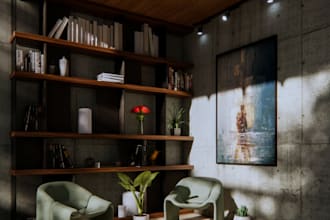 do interior design and 3d rendering for your space