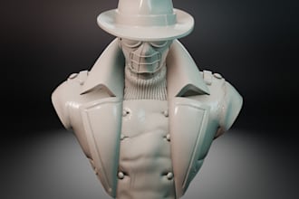 design 3d headbust action figure, fantasy, 3d face realistic head model 3d print