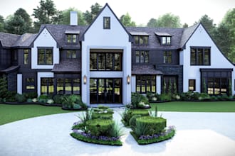 remodel 3d architectural house elevation design,frontyard,landscape,bungalow,cgi