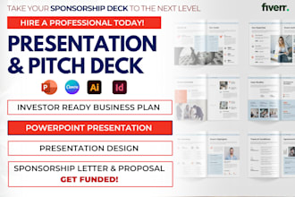 write or design special sponsorship proposal, powerpoint presentation pitch deck