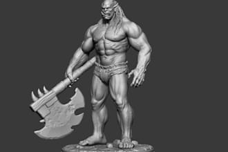 build 3d character fantasy figure miniature, stl file, dnd 3d warriors 3d print
