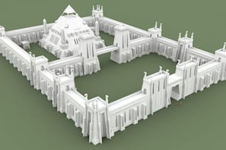 3d terrain building ruins, medieval miniature, castle, table top, house, stl